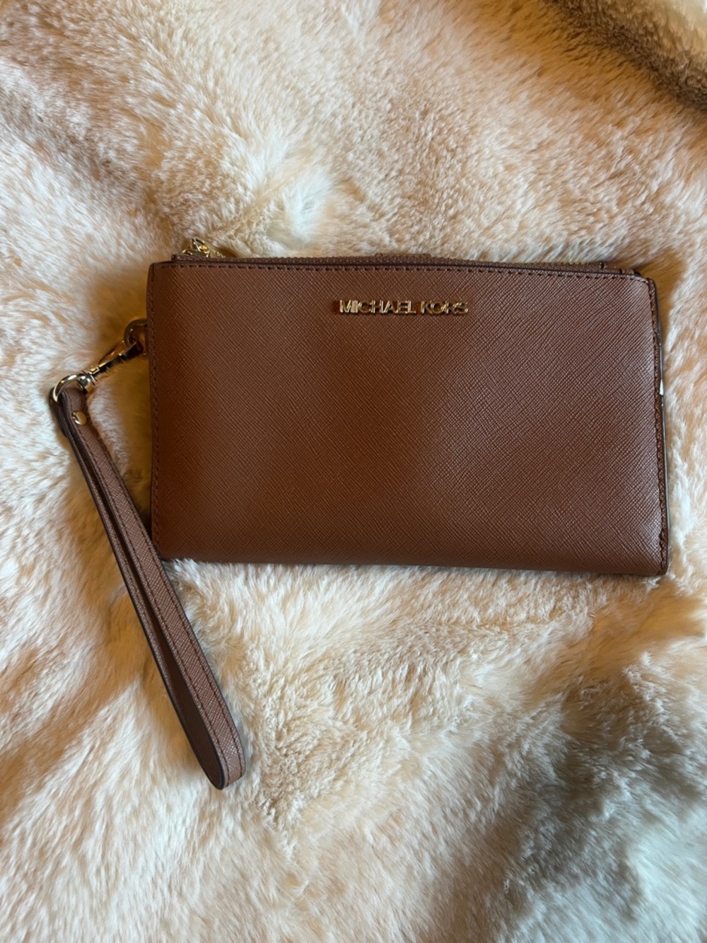 Michael Kors Brown Leather Wristlet